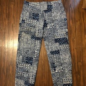 Lands End Large Leggings Blue/ White Smoke Free Home 36in long